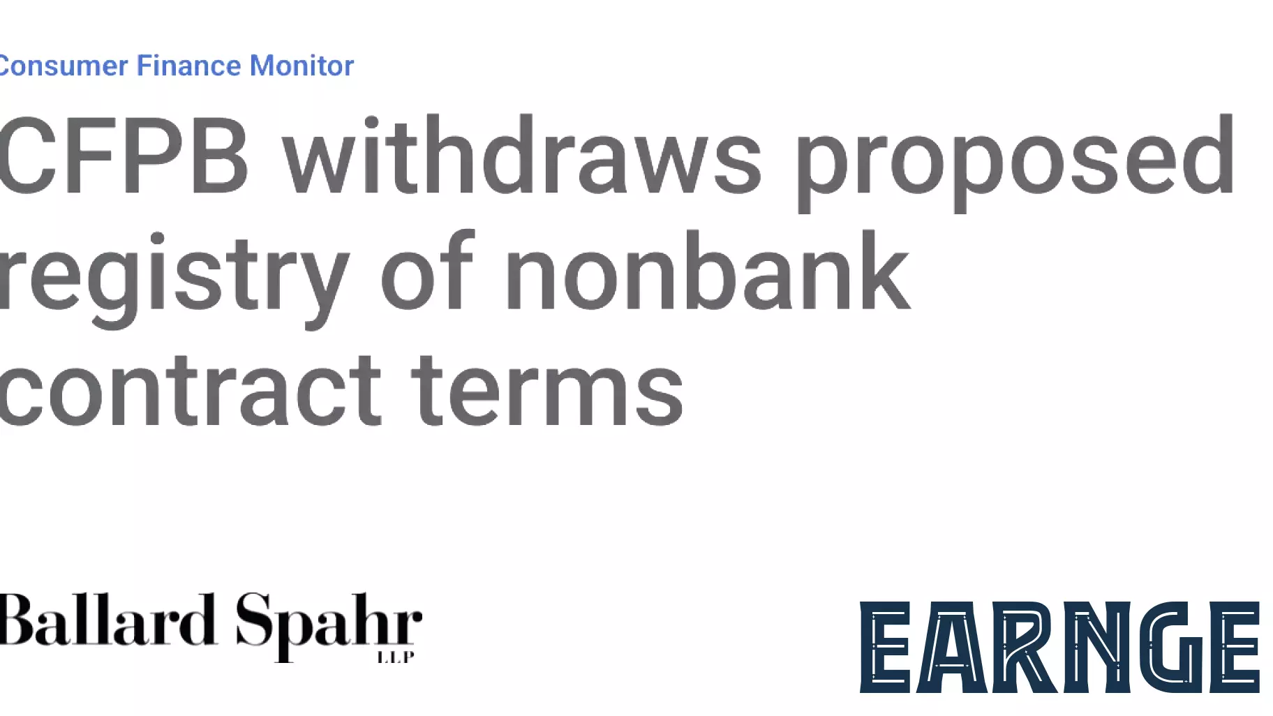 CFPB Pulls Back on Nonbank Contract Terms Registry Proposal